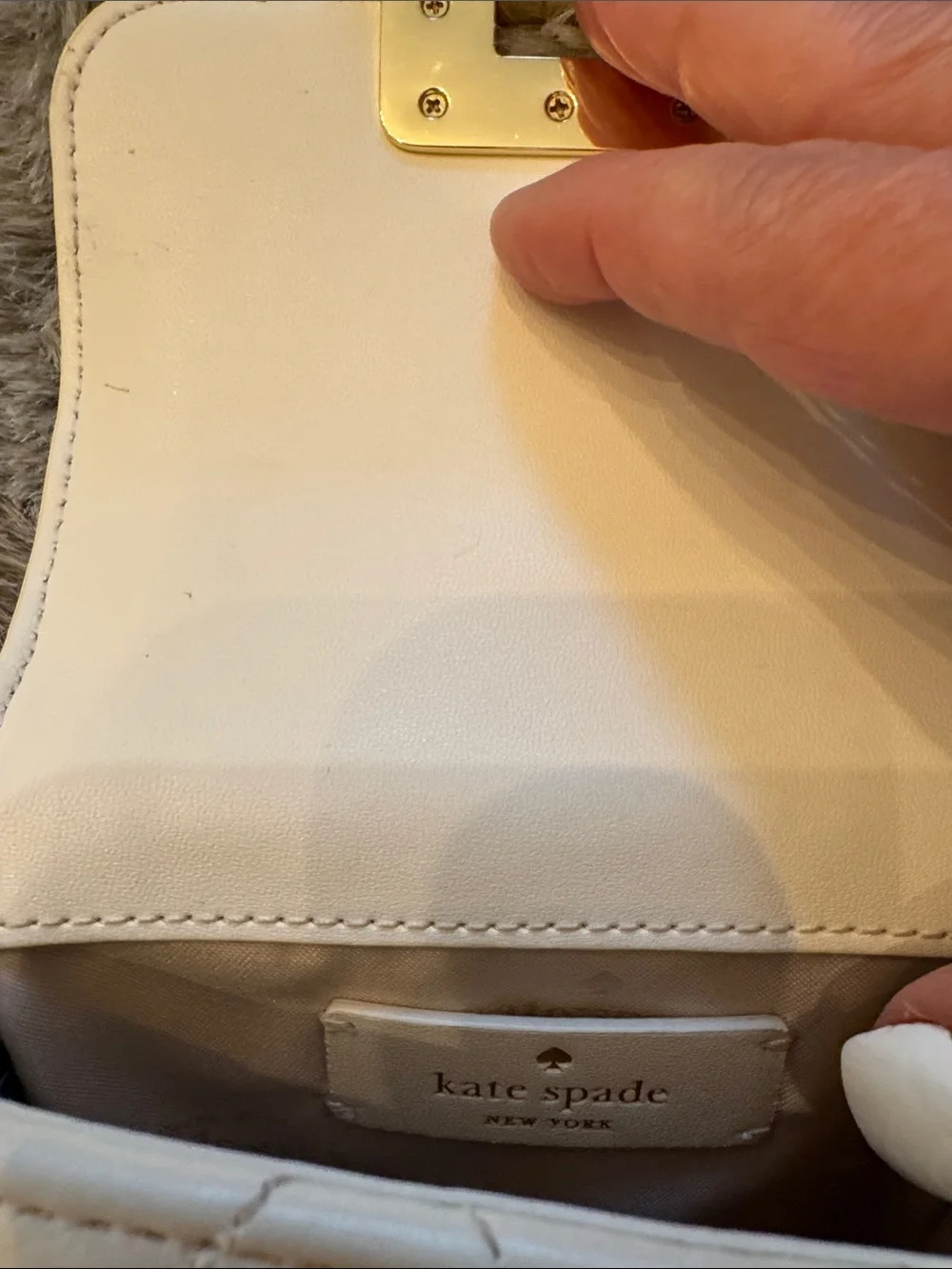 kate spade Carey Cream Quilted Crossbody with Gold Chain..Micro